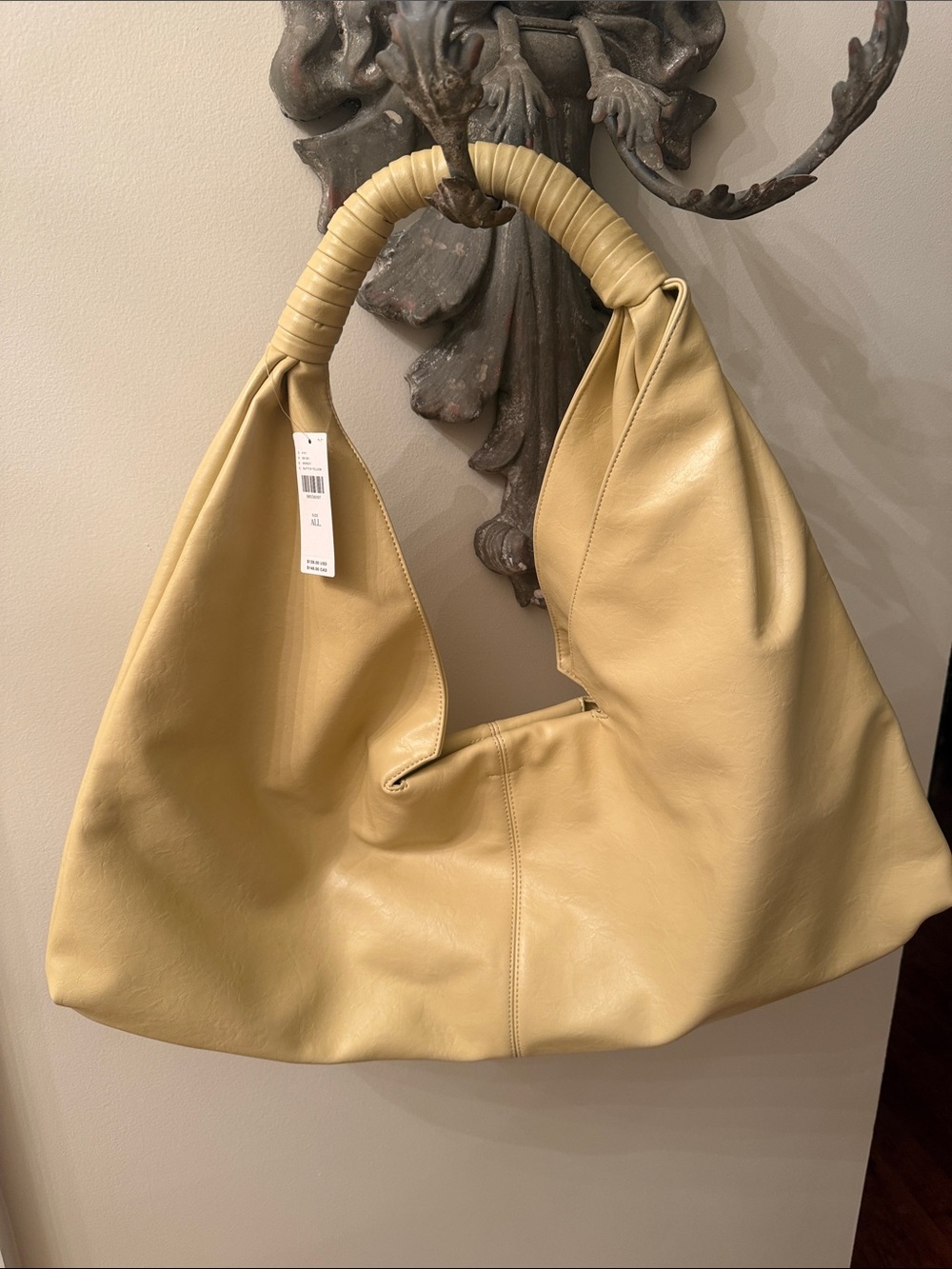 Anthropologie Pale Yellow Wrapped-Handle Hobo Bag New with tags